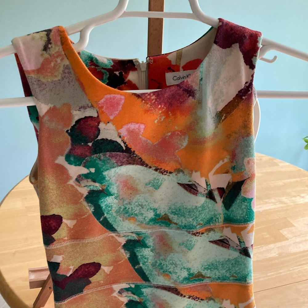 Calvin Klein Abstract Print Sleeveless Dress